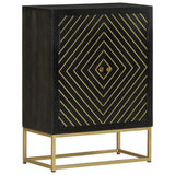 Sideboard with 2 Doors Black&Gold 55x30x75 cm Solid Wood Mango 352042