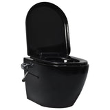 Wall Hung Rimless Toilet with Bidet Function Ceramic Black 145782