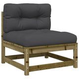 Garden Sofas Armless with Cushions 2 pcs Impregnated Wood Pine 838092