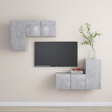 4 Piece TV Cabinet Set Concrete Grey Engineered Wood 3079108