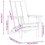 Folding Adirondack Chair Navy Blue 80.5 x 74.5 x 92 cm HDPE 42006618
