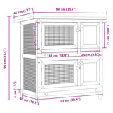 Outdoor Rabbit Hutch 4 Doors Grey Wood 170834
