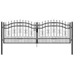 ZNTS Fence Gate with Spear Top Black 305x151 cm Powder-coated Steel 151095