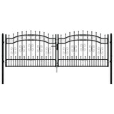 ZNTS Fence Gate with Spear Top Black 305x151 cm Powder-coated Steel 151095