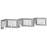 Dog Gate with Stands 6 pcs Grey Sonoma 80 x 60 cm 892142