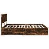 Bed Frame with Drawer Smoked Oak 140 x 190 cm Engineered Wood 3408258