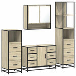 ZNTS 4 Piece Bathroom Furniture Set Sonoma Oak Engineered Wood 3301291