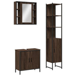 ZNTS 3 Piece Bathroom Cabinet Set Brown Oak Engineered Wood 3214744