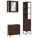 ZNTS 3 Piece Bathroom Cabinet Set Brown Oak Engineered Wood 3214744
