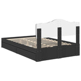 Storage Bed with Headboard Black 135 x 190 cm Engineered Wood 3413104