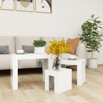 ZNTS Nesting Coffee Tables 3 pcs High Gloss White Engineered Wood 808546