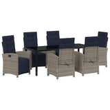 Garden Dining Set with Cushion 7 pcs Grey Poly Rattan 3380363