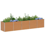 Garden Raised Bed Light Brown 400 x 80 x 77 cm Galvanised Steel 42017340
