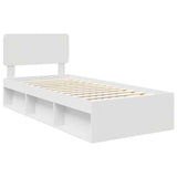 Bed Frame with Headboard White 100 x 200 cm Solid Pine Wood 3412114