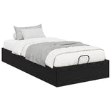 Ottoman Bed Frame Black Oak 203 x 90 x 25 cm Engineered Wood 3409254