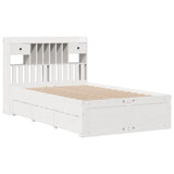 Bookcase Bed without Mattress White 135x190 cm Double Solid Wood Pine 3308976
