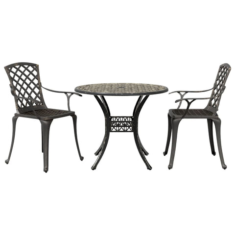 ZNTS 3 Piece Bistro Set Bronze Cast Aluminium 3216330