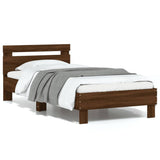 Bed Frame without Mattress with Headboard Brown Oak 75x190 cm Small Single 838574