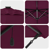 Umbrella with LED Strip Lights Bordeaux Red 352 x 251 x 265 cm 42003333