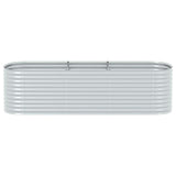Garden Raised Bed 320x80x81 cm Galvanised Steel Silver 45512