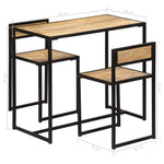 3 Piece Dining Set Solid Mango Wood 247583