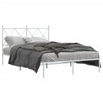 Metal Bed Frame without Mattress with Headboard White 120x190cm 376548