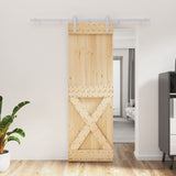 Sliding Door with Hardware Set 70x210 cm Solid Wood Pine 3203016