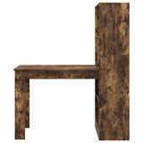 Desk with Shelf Smoked Oak 122 x 67 x 145 cm Engineered Wood 3337261