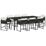 Garden Dining Set 9 pcs Black Poly Rattan 3380716