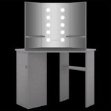 Corner Dressing Table with LED Concrete Grey 111x54x141.5 cm 326535