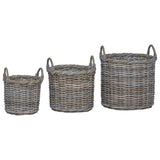 Planter Basket with Storage 3 pcs Kubu Grey Kubu Rattan 42020955