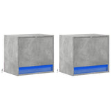 Wall-mounted Bedside Cabinets with LED Lights 2 pcs Concrete Oak 852082