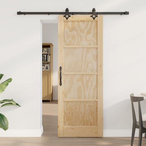Sliding Door Manual Natural and black 73.5 x 198.5 cm 3333494