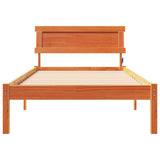 Bed Frame with Headboard Wax Brown 100 x 200 cm Solid Pine Wood 872835