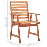Outdoor Chair Set of 8 Brown Solid Acacia Wood Standard 3078319