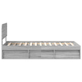 Bed Frame Grey Sonoma 100 x 200 cm Solid Pine Wood 3412119
