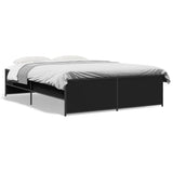 Bed Frame Black Engineered wood and steel Double Modern 3279902