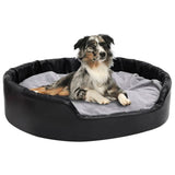 Dog Bed Black and Grey 99x89x21 cm Plush and Faux Leather 171256