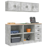 ZNTS Garage Cabinets 6 pcs Concrete Grey Engineered Wood 3328353