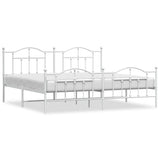 Metal Bed Frame without Mattress with Footboard White 200x200cm 353513