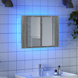 LED Mirror Cabinet Grey Sonoma 60x12x45 cm Engineered Wood 822842