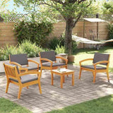 Bistro Set with Cushion 5 pcs Brown Polyester 3328620