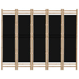 Folding 5-Panel Room Divider 200 cm Bamboo and Canvas 350629