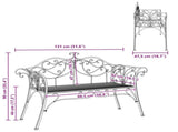 Garden Bench 2-Seater 130 x 47 x 90 cm Steel Silver Grey 42029541