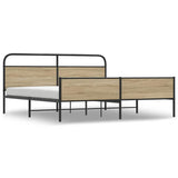 Metal Bed Frame without Mattress Smoked Oak 150x200 cm King Size 3318678