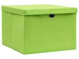Storage Boxes with Lids 10 pcs Green 32x32x32 cm Fabric 288372