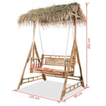 ZNTS 2-Seater Swing Bench with Palm Leaves Bamboo 202 cm 43712