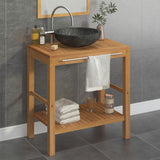 Bathroom Vanity Cabinet Solid Teak with Sink Marble Black 3058161