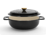 Cast iron 5QT cooking pot - Pure black - includes two silicone gloves - Enamel pot 84744253