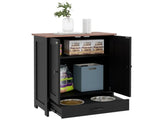 Pet Feeding Station with Raised Dog Bowls, Adjustable Panel, Hooks, Black T3398P425299